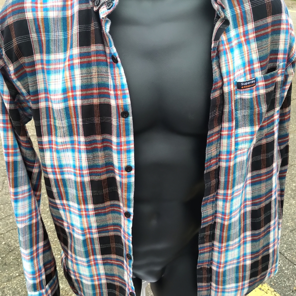 Superdry plaid button down-EUC